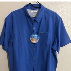 Columbia PFG Slack Tide Shirt Mens L Vented Fishing UPF 50 Short Sleeve Button